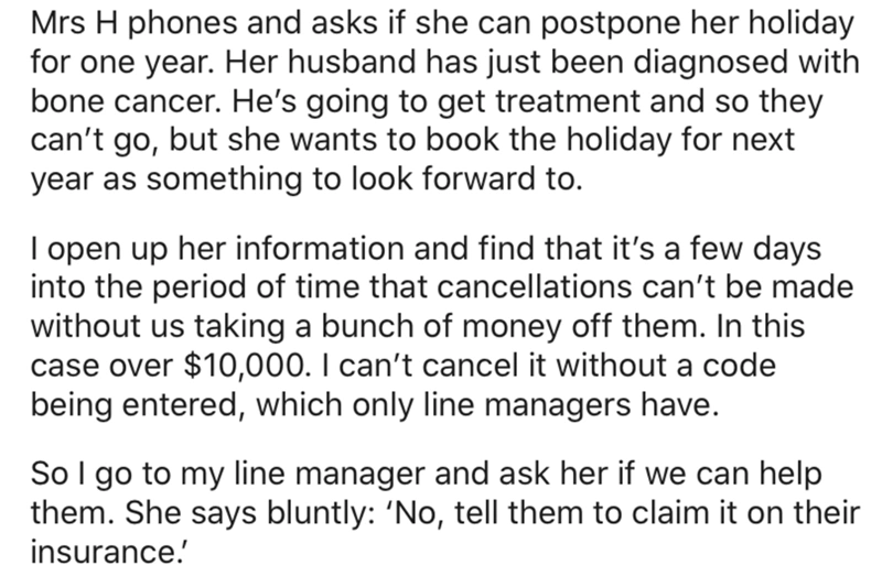 Elderly Woman Faces Trip Cancellation Fees Due to Husband's Cancer Diagnosis, Compassionate Customer Service Agent Discovers Solution