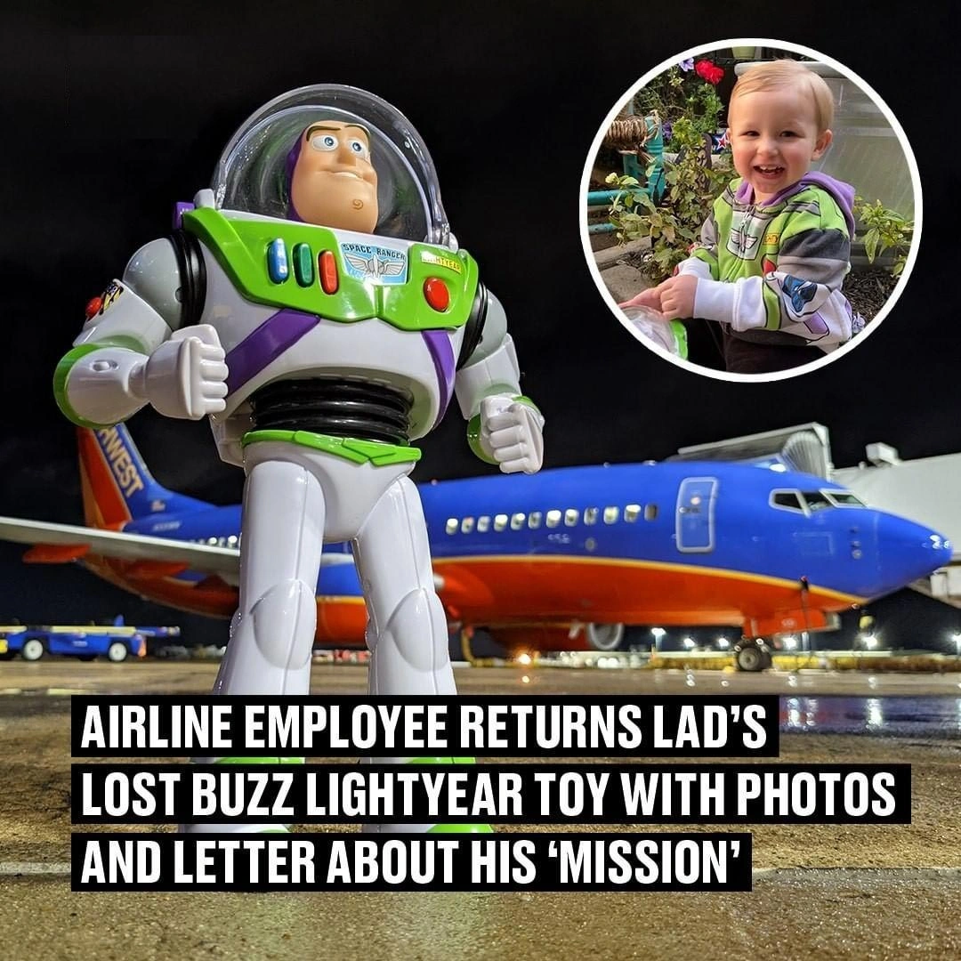 Kind-hearted airline staff goes above and beyond to reunite young boy with his lost Buzz Lightyear toy in a memorable way
