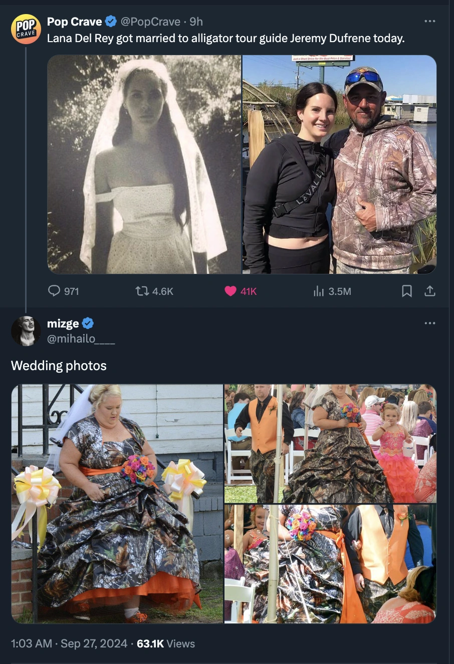 17 Hilarious Twitter Reactions to Lana Del Rey Tying the Knot with Alligator Tour Guide Jeremy Dufrene