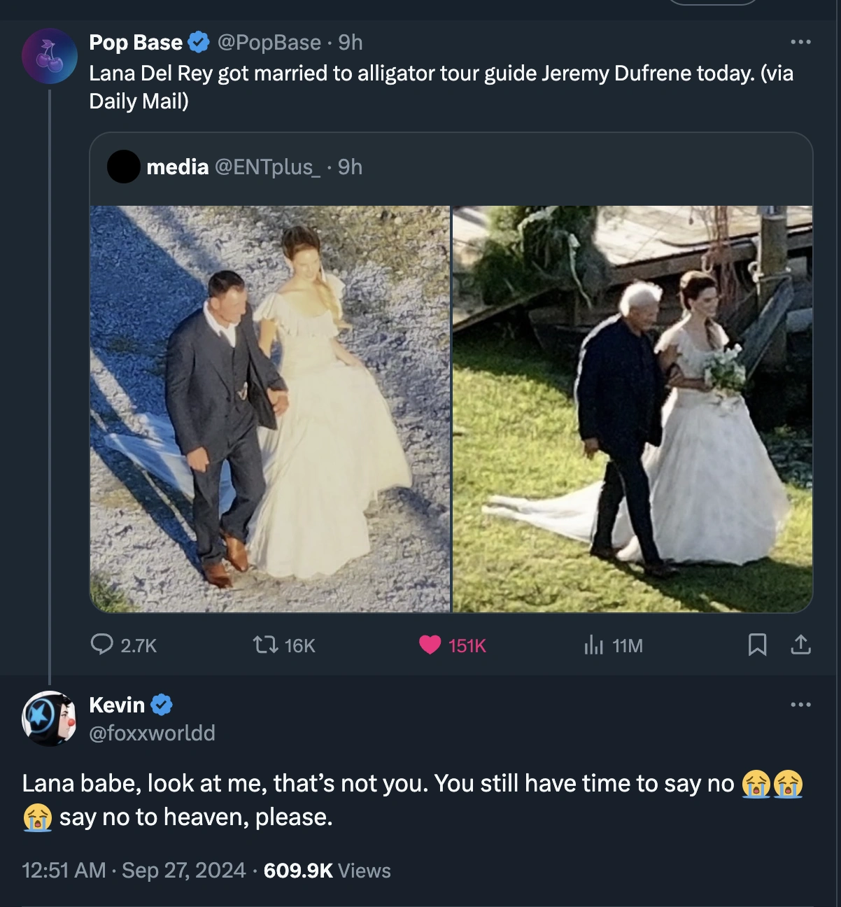 17 Hilarious Twitter Reactions to Lana Del Rey Tying the Knot with Alligator Tour Guide Jeremy Dufrene