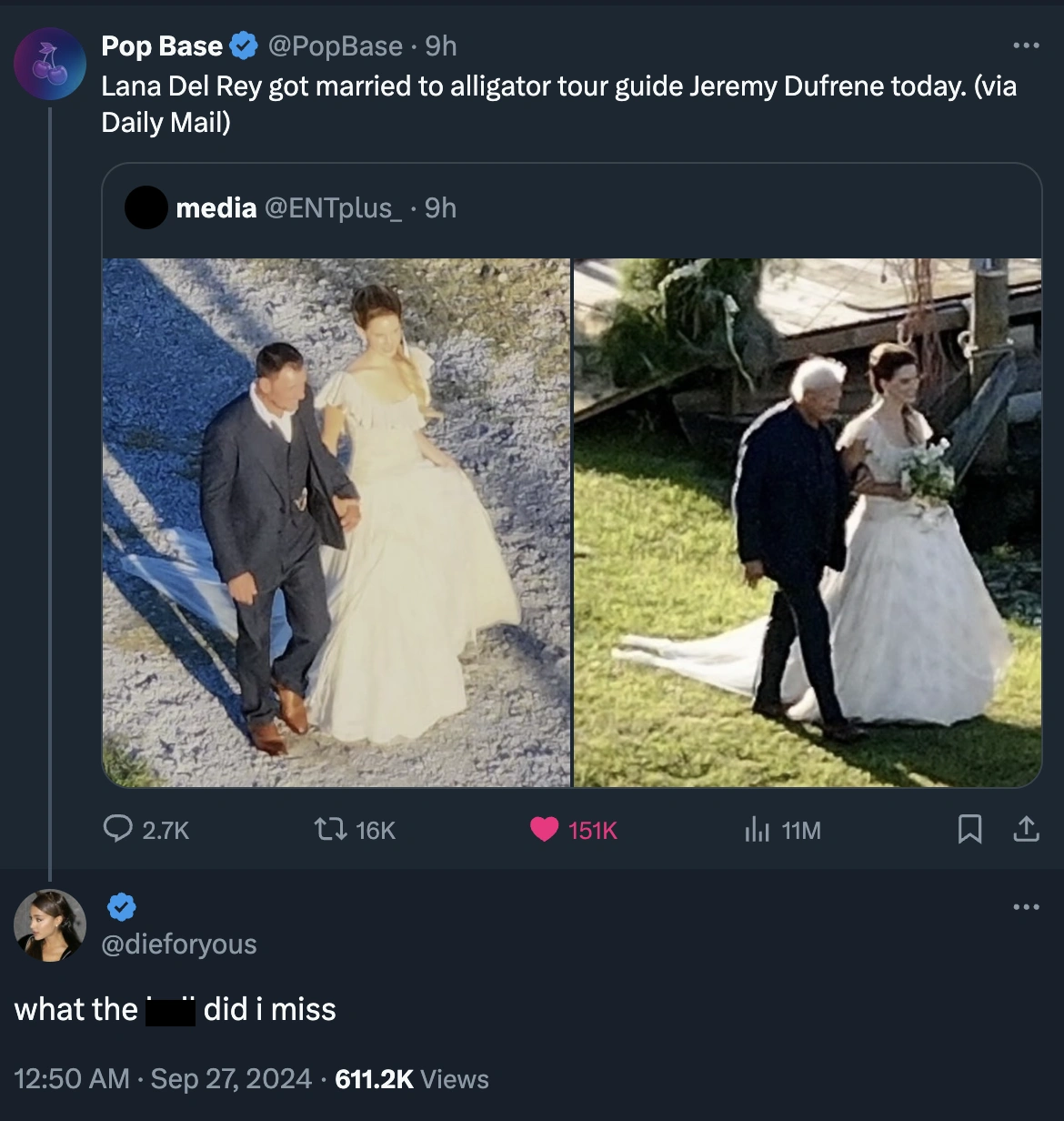 17 Hilarious Twitter Reactions to Lana Del Rey Tying the Knot with Alligator Tour Guide Jeremy Dufrene
