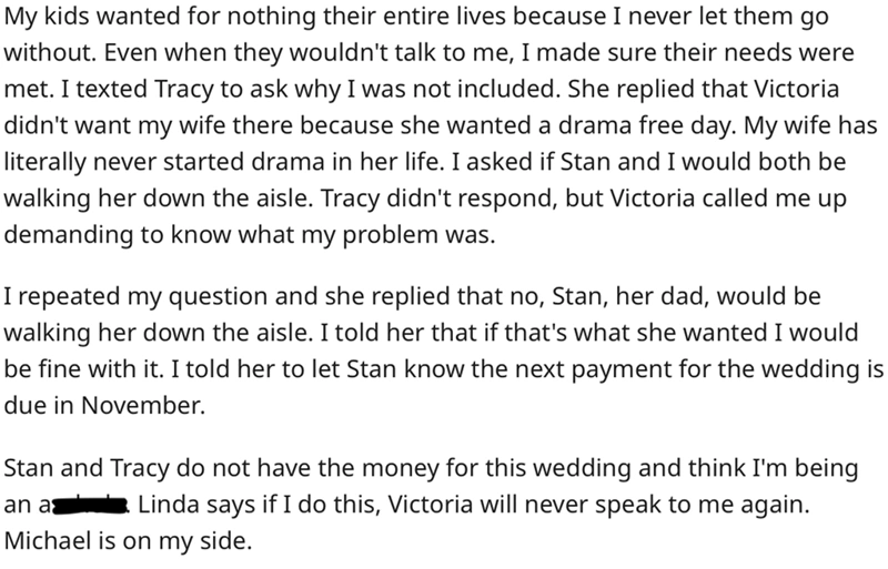 Father Disowns Daughter for Allowing Stepfather to Escort Her Down the Aisle After Paying for Wedding