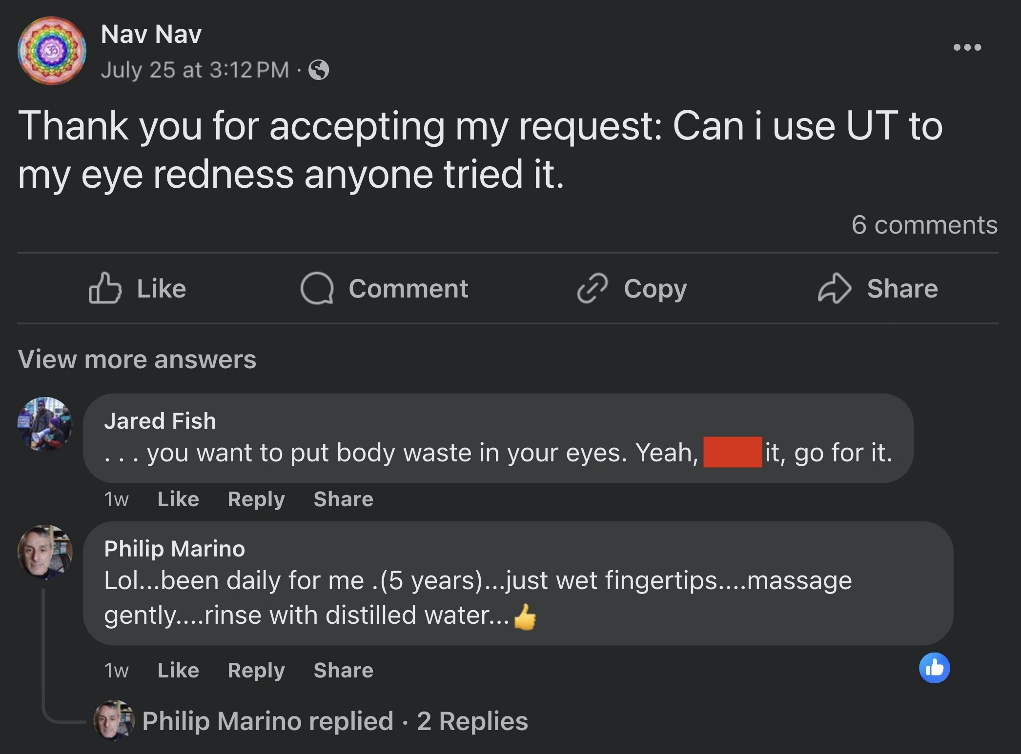 23 Shocking Posts from the Facebook Group 'Urine Therapy'