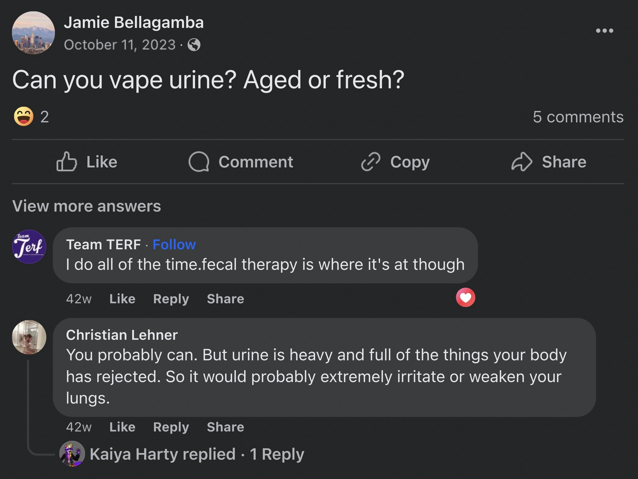 23 Shocking Posts from the Facebook Group 'Urine Therapy'