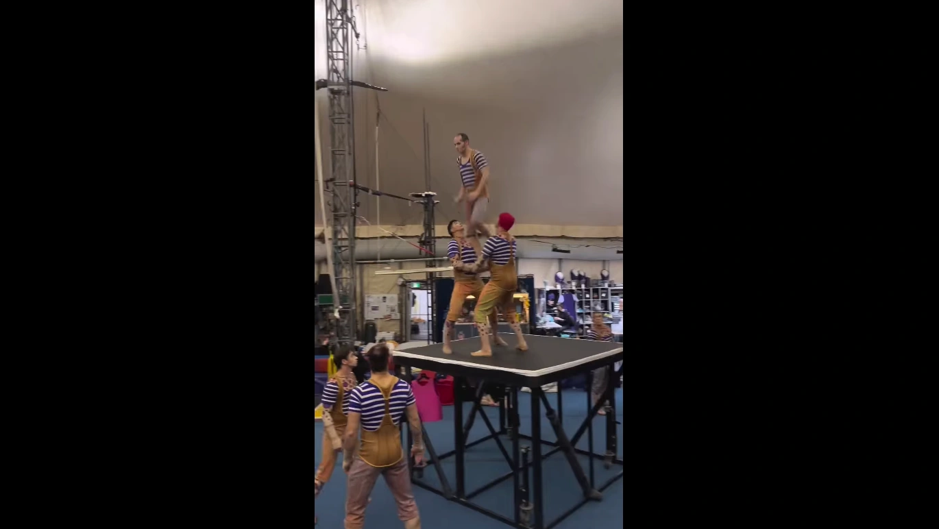 Regular circus artists training